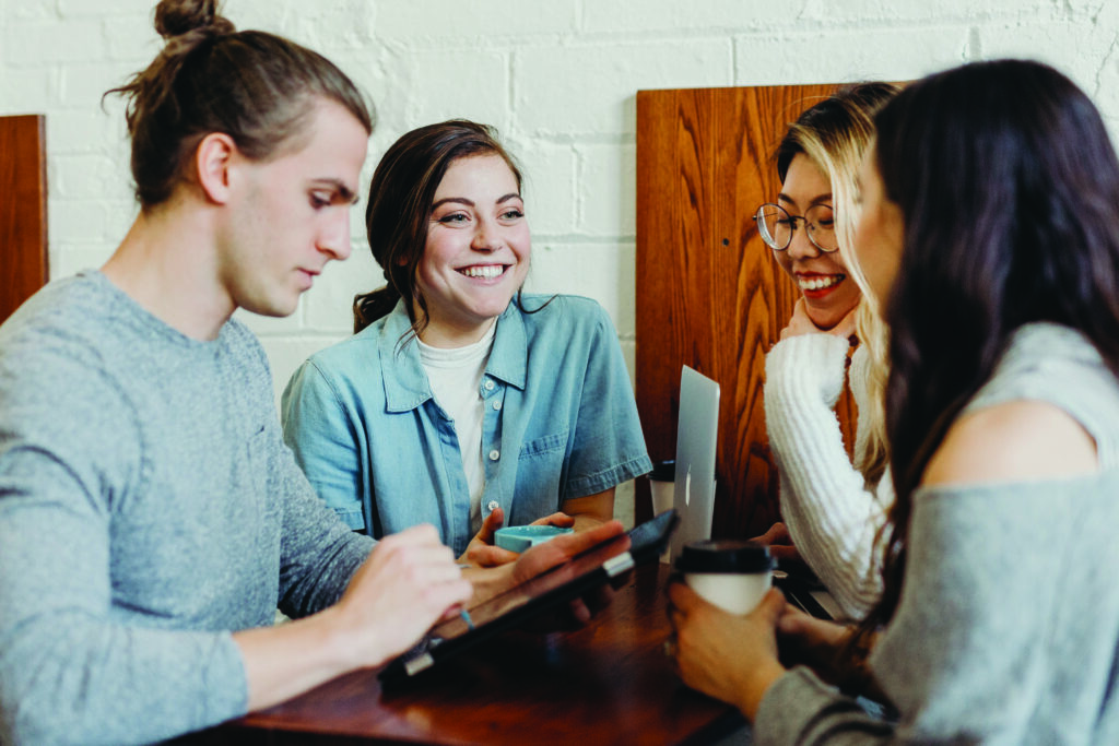 group of smiling students